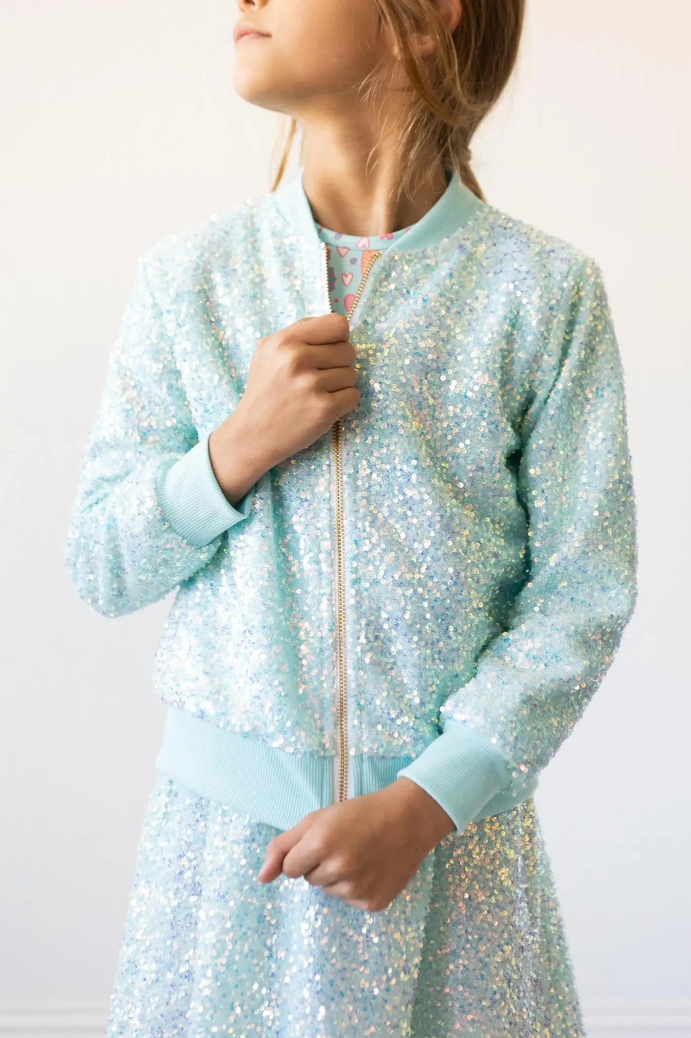 Aqua Sequin Jacket - Mila & Rose ® - Flyclothing LLC