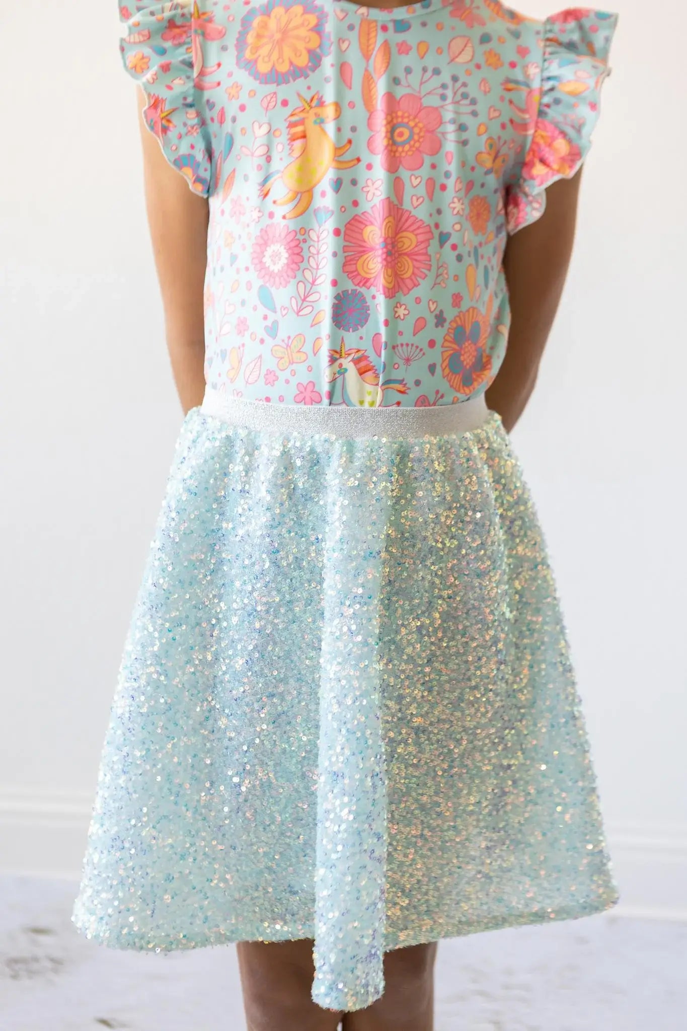 Aqua Sequin Twirl Skort - Mila & Rose ® - Flyclothing LLC
