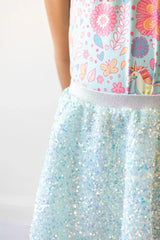 Aqua Sequin Twirl Skort - Mila & Rose ® - Flyclothing LLC
