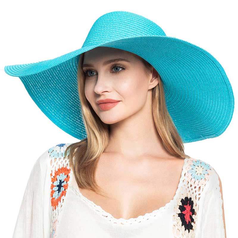Solid Floppy Straw Sun Hat - Madeline Love - Flyclothing LLC