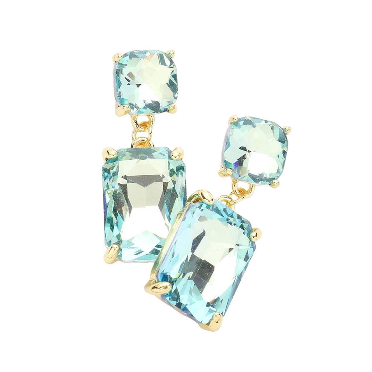 Square Rectangle Link Dangle Evening Earrings - Madeline Love - Flyclothing LLC