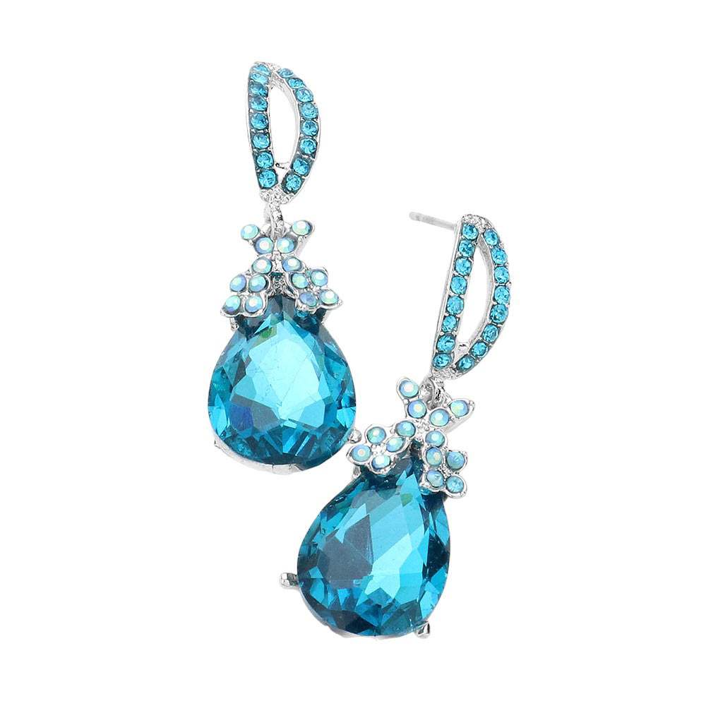 Teardrop Crystal Rhinestone Evening Earrings - Madeline Love - Flyclothing LLC
