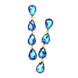 Teardrop Stone Link Dangle Evening Earrings - Madeline Love - Flyclothing LLC