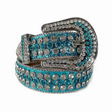 Aqua Blue Turquoise Strap With Diamond White & Aqua Blue Studded Rhinestone Belt - Rhinestone Belt Store - Flyclothing LLC