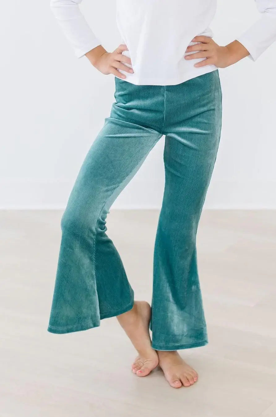 Aquamarine Ribbed Velvet Bells - Mila & Rose ® - Flyclothing LLC