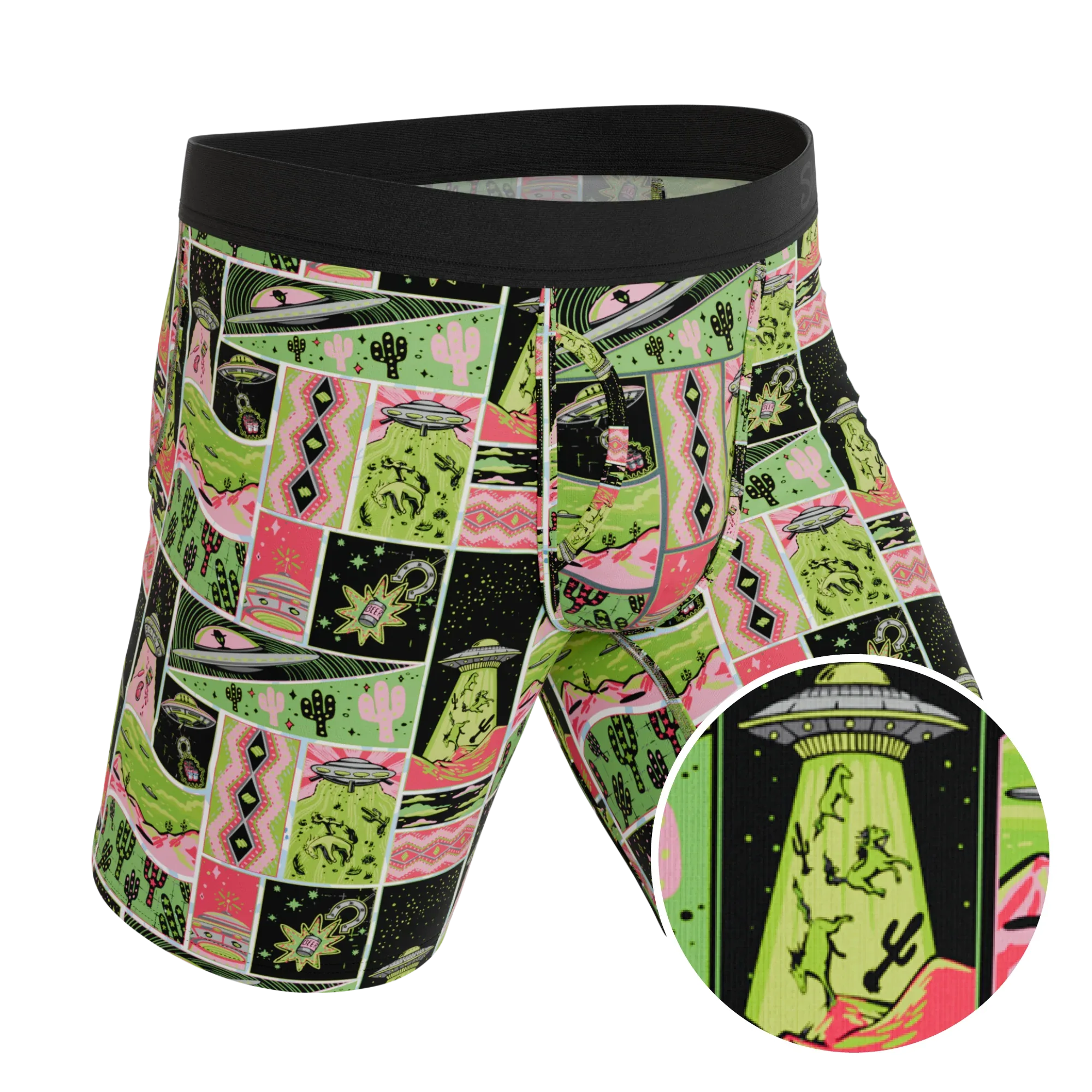 The Area 51 | Retro-Futuristic Alien Long Leg Ball Hammock® Pouch Underwear With Fly - Shinesty - Flyclothing LLC