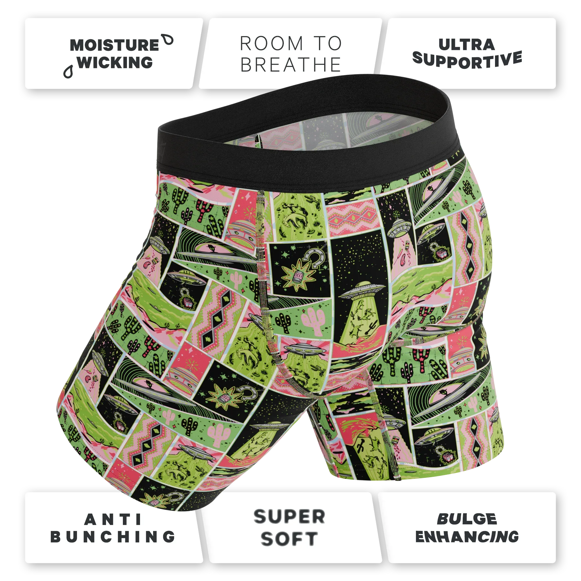 The Area 51 | Retro-Futuristic Alien Long Leg Ball Hammock® Pouch Underwear With Fly - Shinesty - Flyclothing LLC