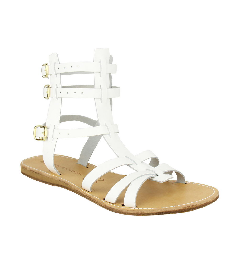 Argos Leather Sandals in White - Naughty Monkey