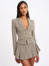 Oakley Brown Plaid Preppy Style Blazer Jacket - Miss Circle - Flyclothing LLC