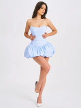 Oletta Blue Corset Strapless Bubble Hem Mini Dress - Miss Circle - Flyclothing LLC