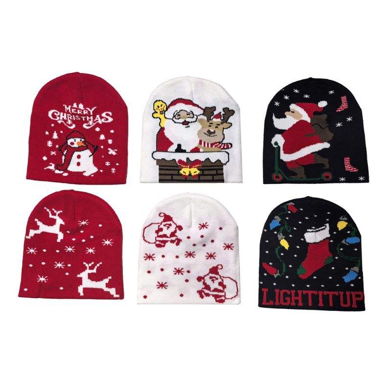 12PCS - CHristmas Knit Winter Beanie Hats - Madeline Love - Flyclothing LLC