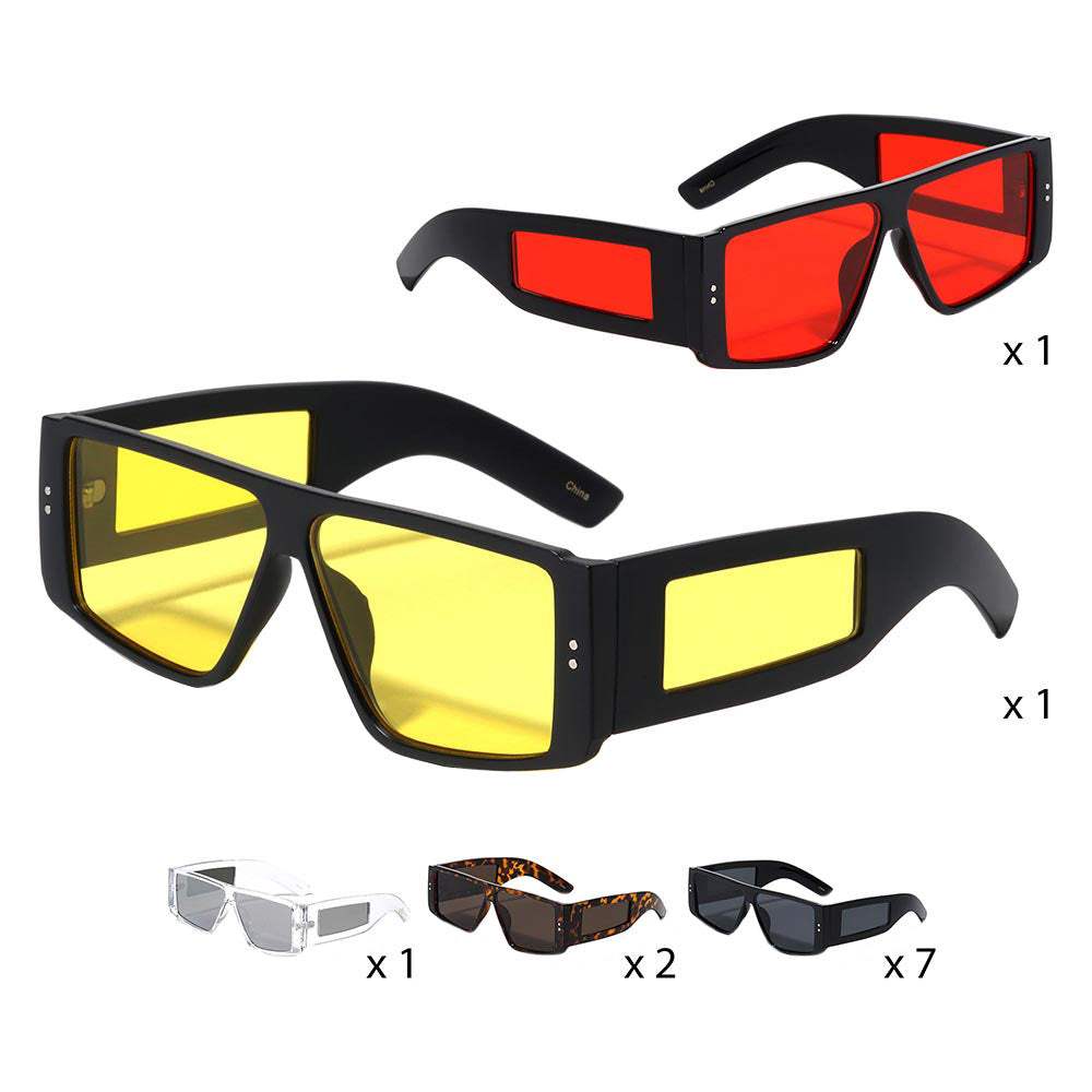 12Pcs Tinted Lens Side Lens Wayfarer Sunglasses - Madeline Love - Flyclothing LLC
