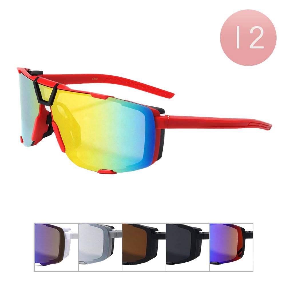 12Pcs Tinted Visor Style Sunglasses - Madeline Love - Flyclothing LLC