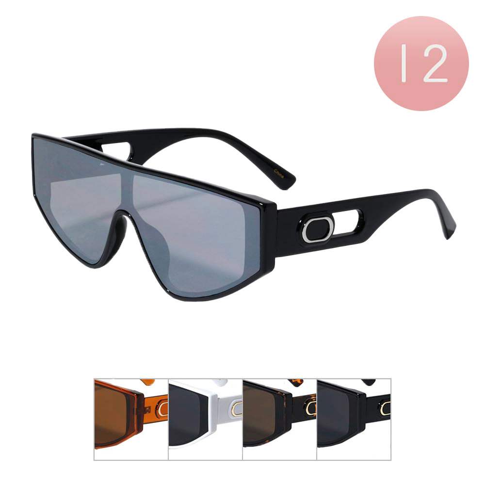 12Pcs Visor Style Wayfarer Sunglasses - Madeline Love - Flyclothing LLC