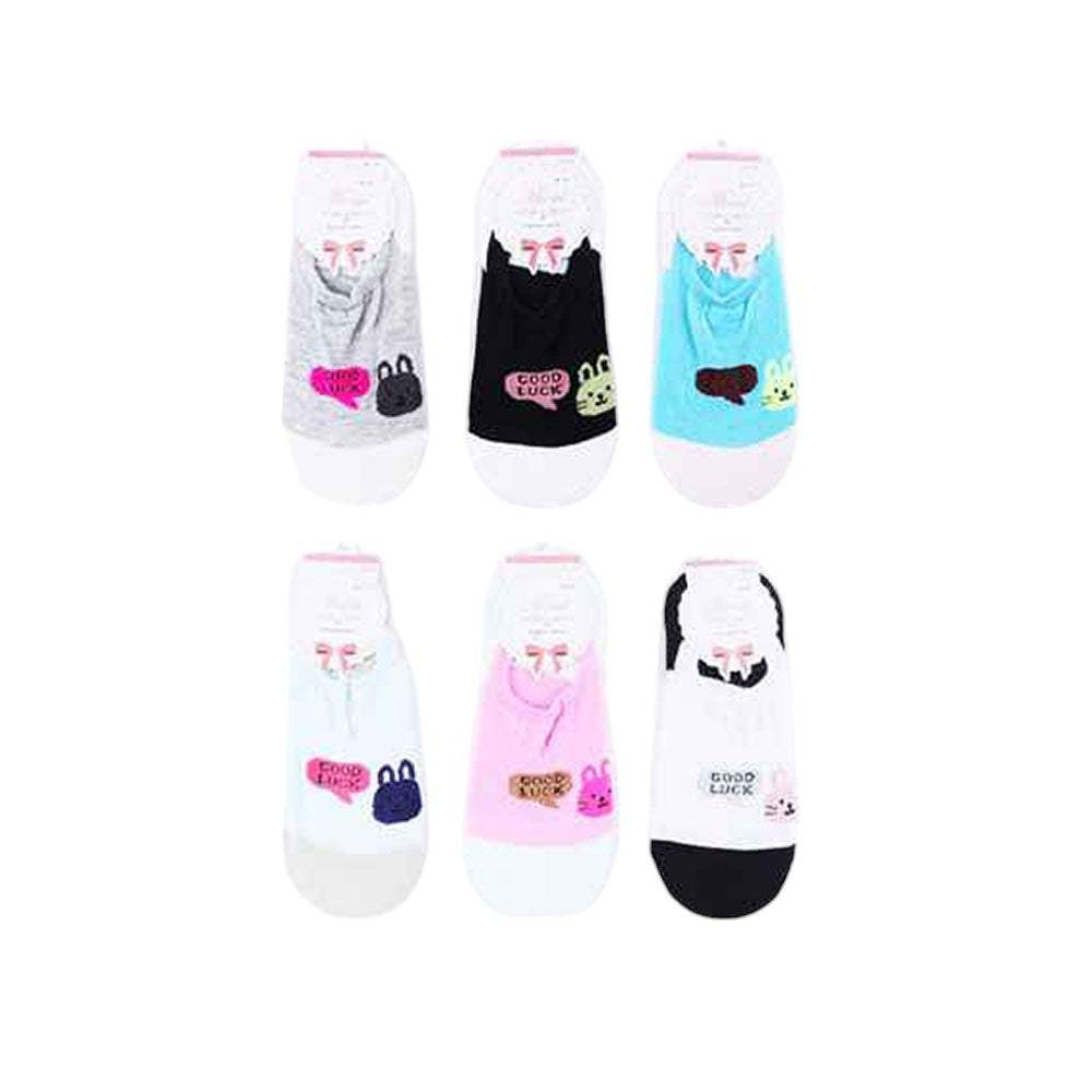 12Pairs - Good Luck Message Bunny Socks - Madeline Love - Flyclothing LLC