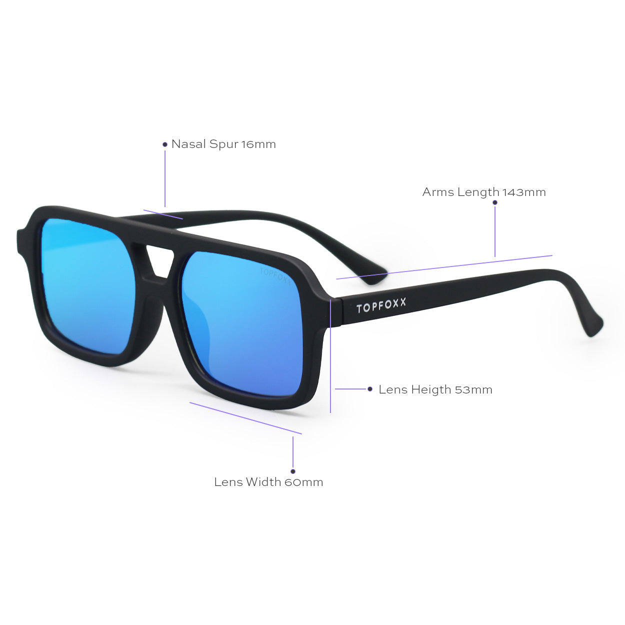 Atlas - Mirrored Blue Squared Sunglasses - TopFoxx - Flyclothing LLC