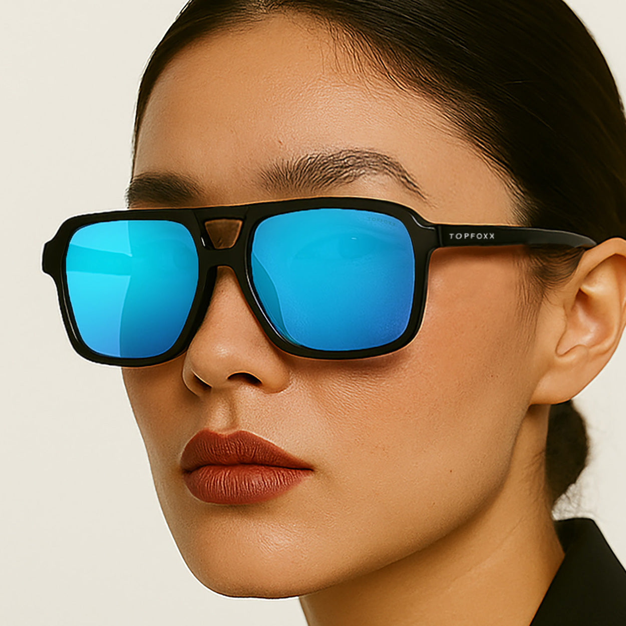 Atlas - Mirrored Blue Squared Sunglasses - TopFoxx - Flyclothing LLC