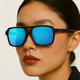 Atlas - Mirrored Blue Squared Sunglasses - TopFoxx - Flyclothing LLC