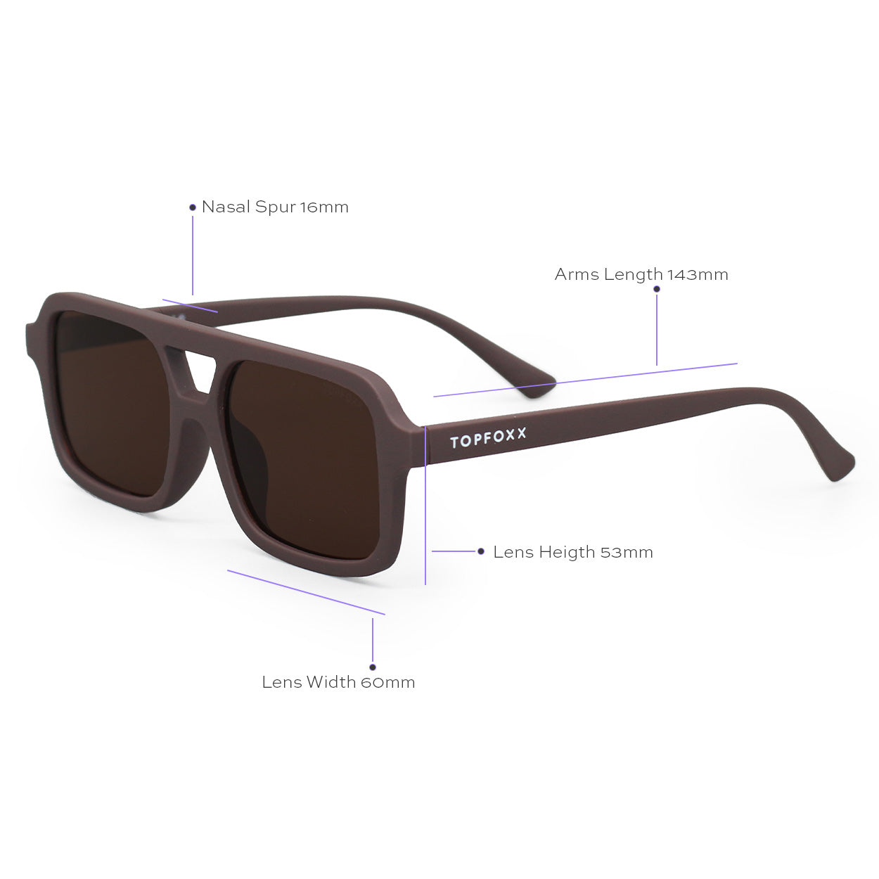 Atlas - Brown Squared Sunglasses - TopFoxx - Flyclothing LLC