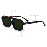 Atlas - Green Tortoise Squared Sunglasses - TopFoxx - Flyclothing LLC
