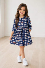 Auburn Plaid Aubie 3/4 Sleeve Pocket Twirl Dress - Mila & Rose ® - Flyclothing LLC