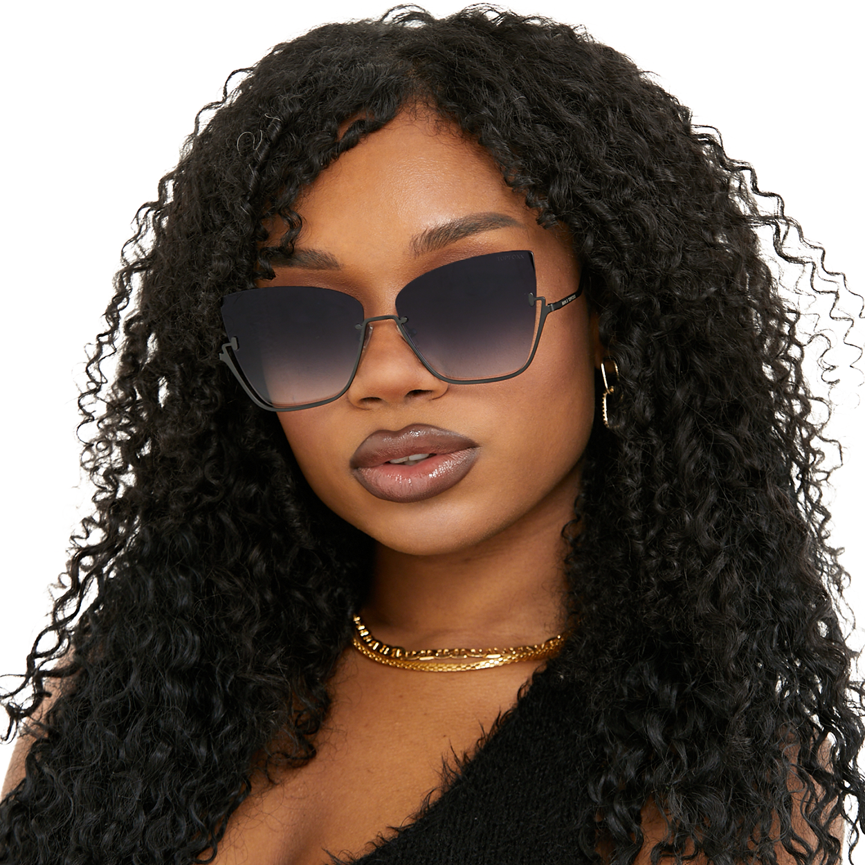 Vixen - Black Lens Black Frame Metal Cateye Sunglasses - TopFoxx - Flyclothing LLC