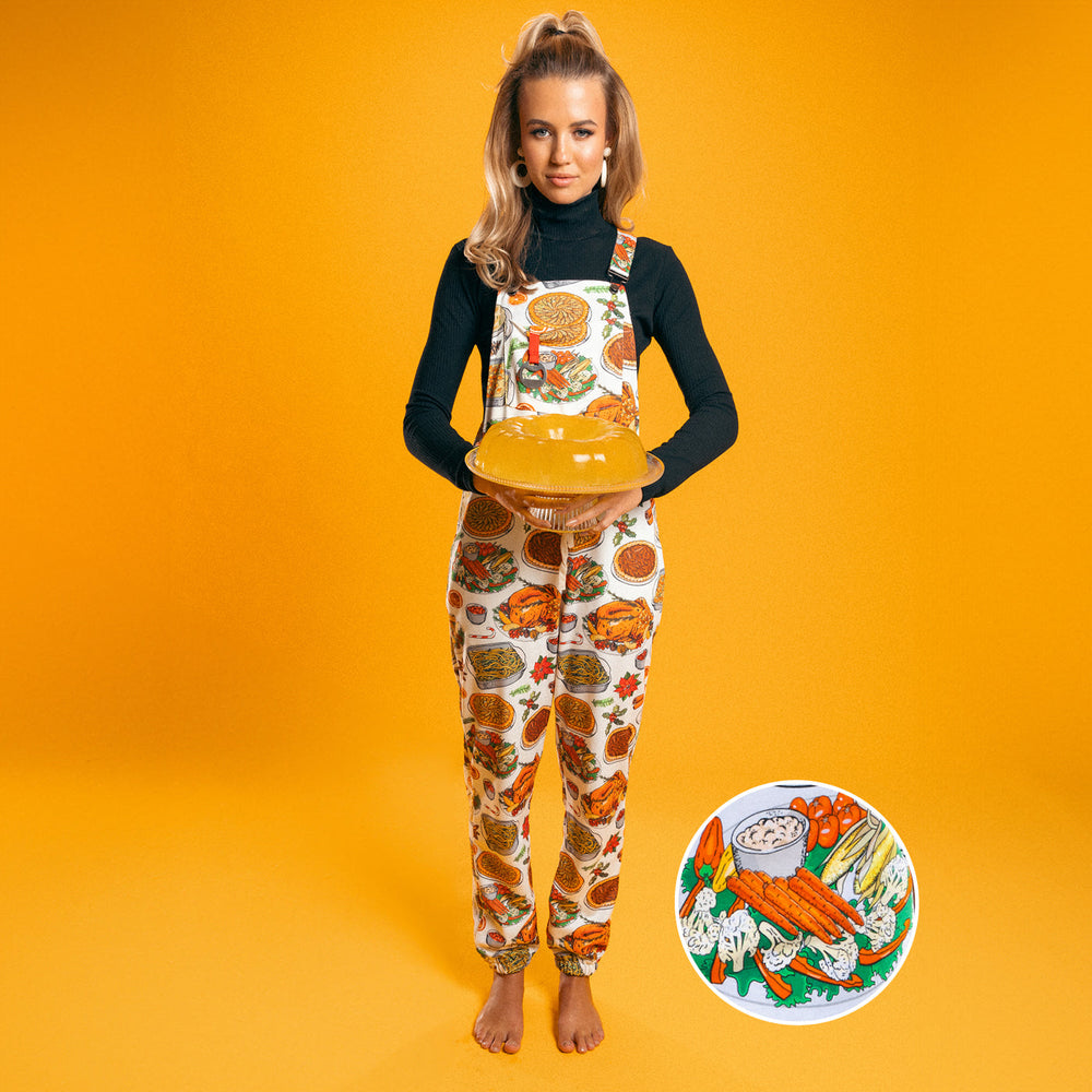 The Spread | White Thanksgiving Women's Pajamaralls® - Shinesty - Flyclothing LLC