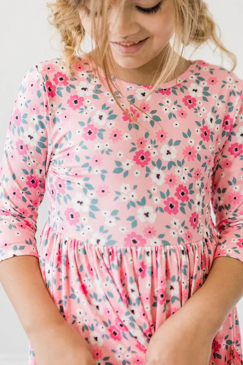 Azalea 3/4 Sleeve Pocket Twirl Dress - Mila & Rose ® - Flyclothing LLC