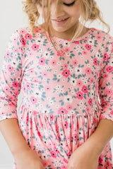 Azalea 3/4 Sleeve Pocket Twirl Dress - Mila & Rose ® - Flyclothing LLC