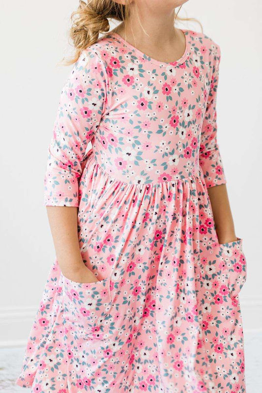 Azalea 3/4 Sleeve Pocket Twirl Dress - Mila & Rose ® - Flyclothing LLC
