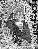 Black Market Art Company Aztec Girl Print