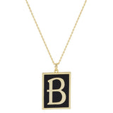 Gold Dipped Enamel Rectangle Monogram Pendant Necklace - Madeline Love - Flyclothing LLC