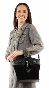 Handbags 100% leather Black Ladies fawn handbag - Scully Leather - Flyclothing LLC