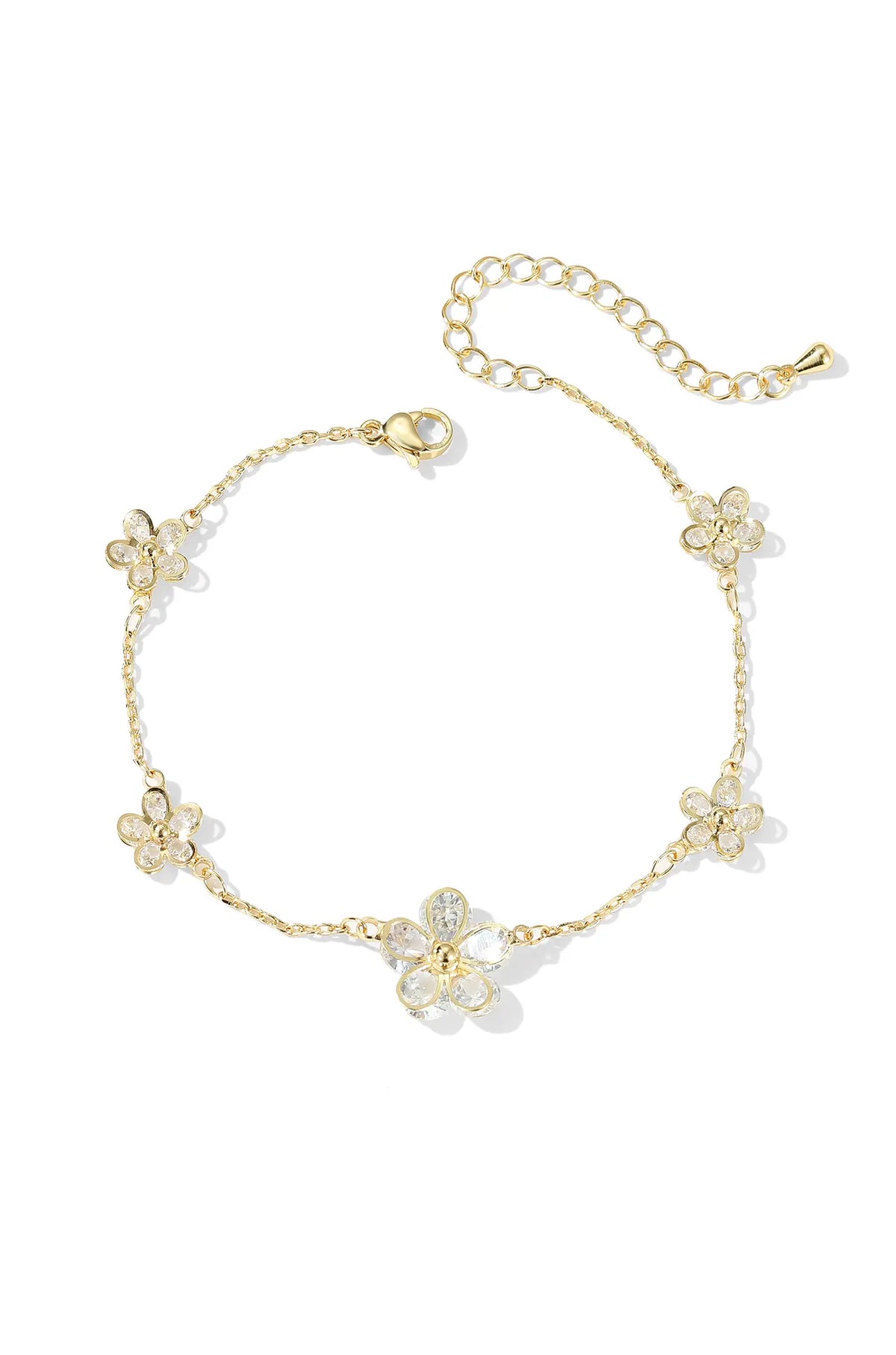 Dainty Sparkling Flower Bracelet - Wimsico - Flyclothing LLC