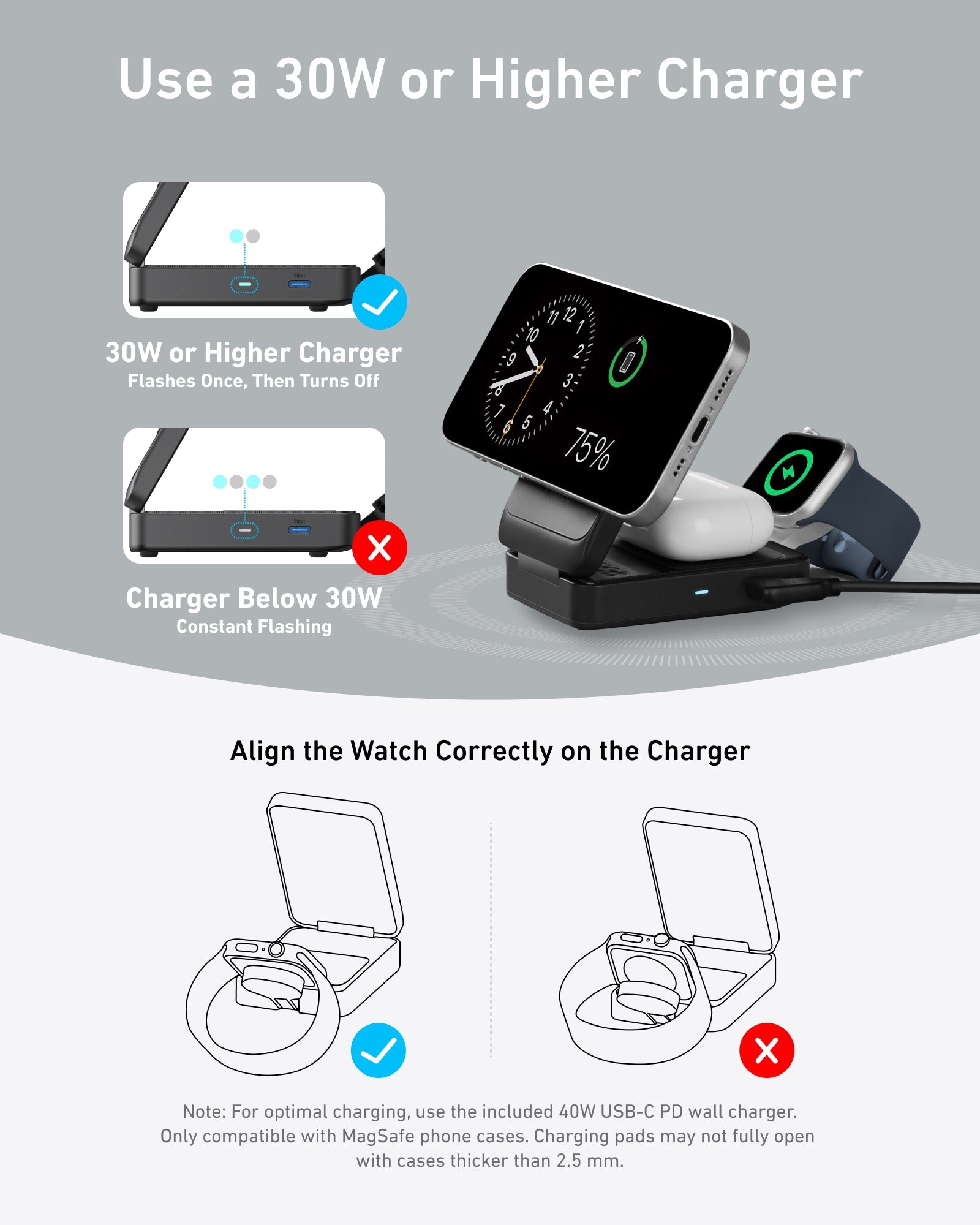 Anker MagGo Wireless Charging Station (Foldable 3-in-1) - Anker - Flyclothing LLC