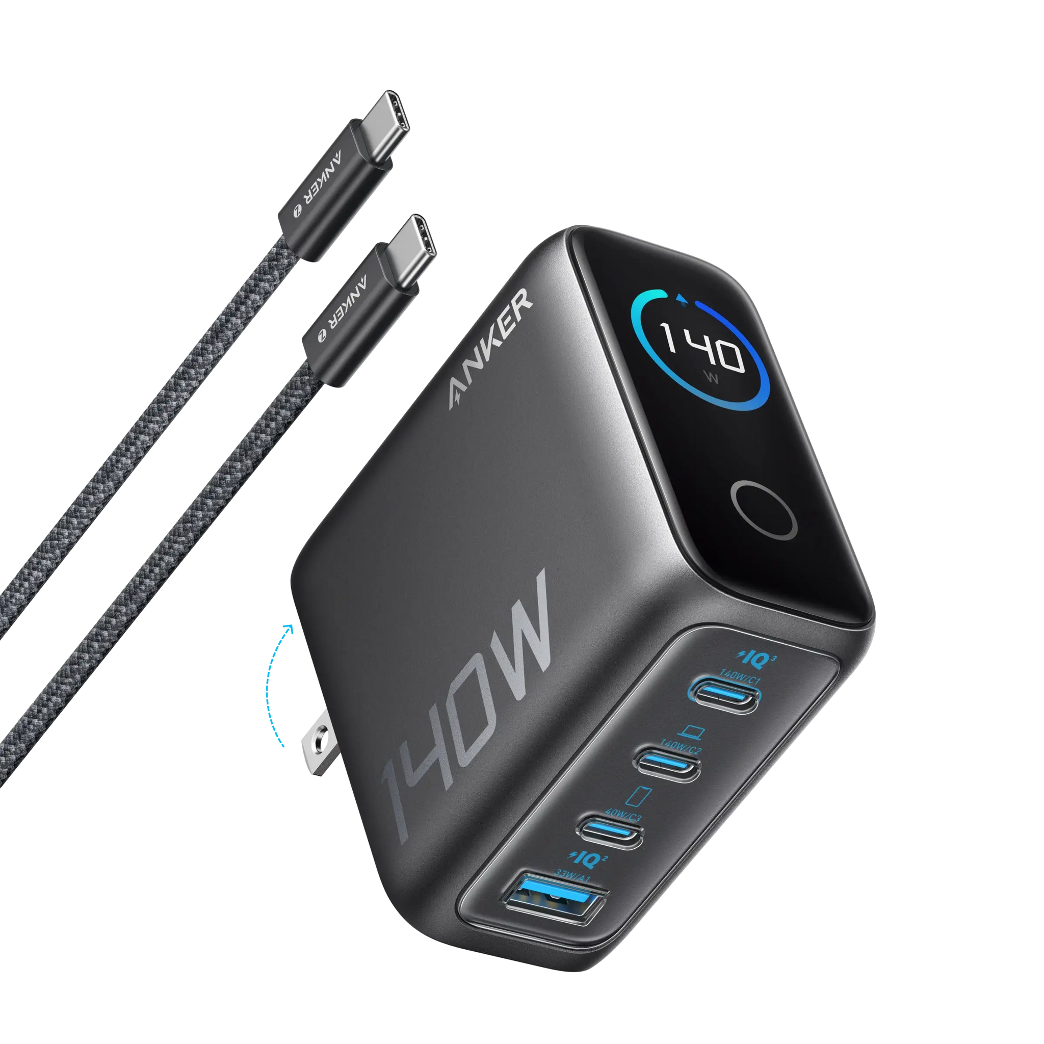 Anker Charger (140W, 4-Port, PD 3.1) with USB-C Cable - Anker - Flyclothing LLC