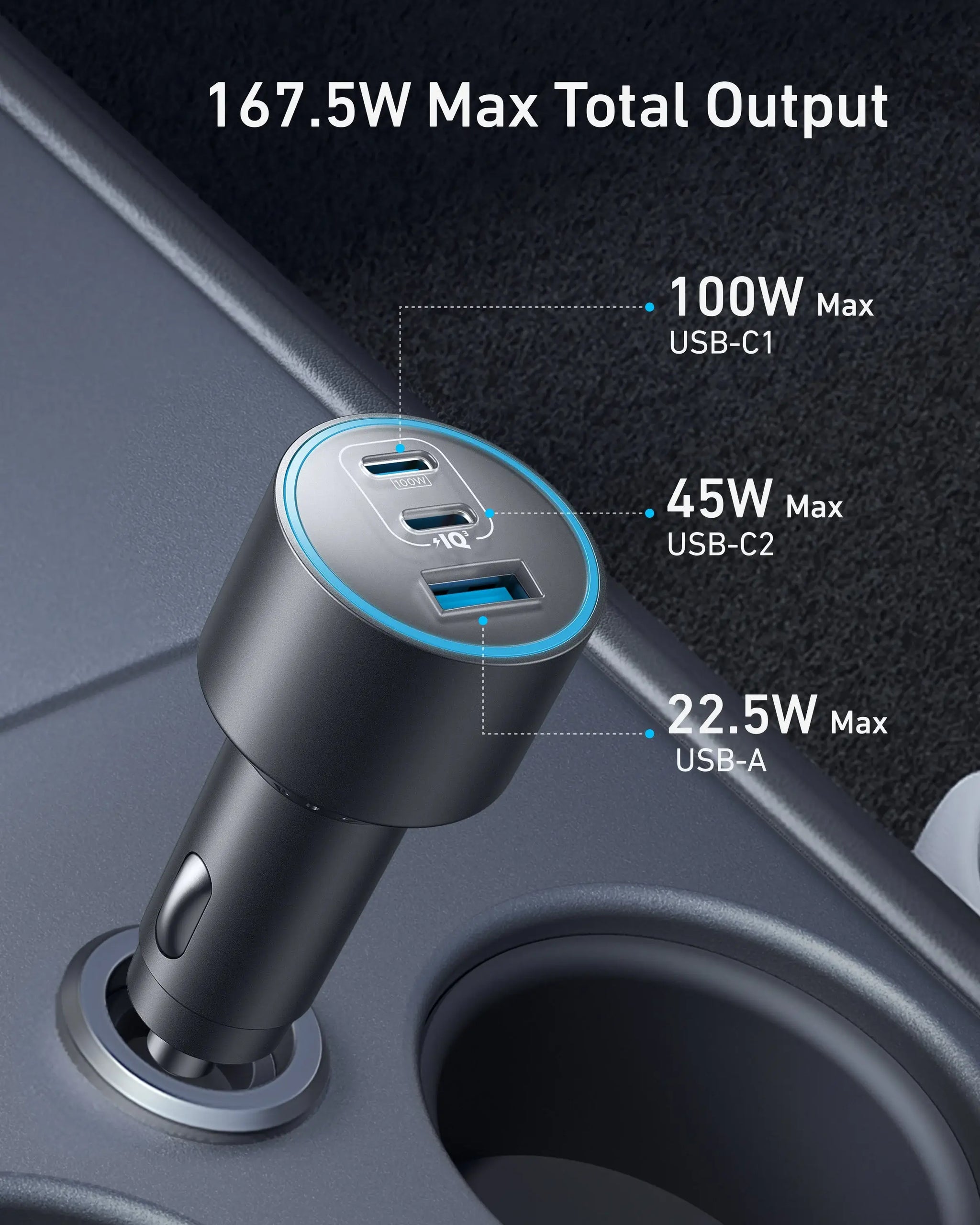 Anker Nano Car Charger (167.5W, 3 Ports) - Anker - Flyclothing LLC