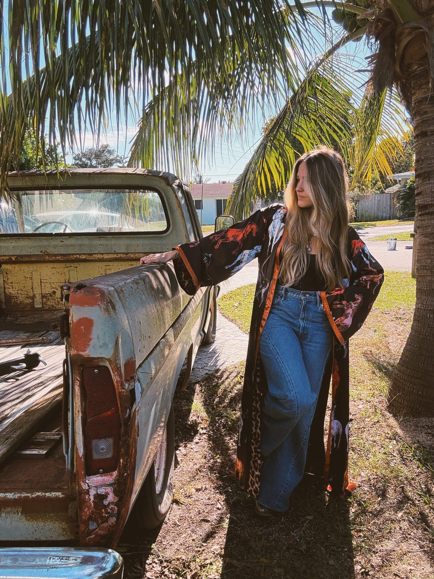 Rebel Yell Horse & Leopard Print Reversible Duster - Lil Bee's Bohemian - Flyclothing LLC