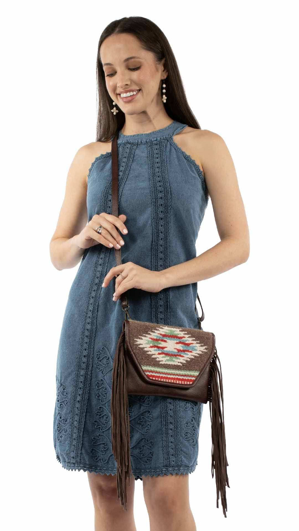 Scully Leather 50% Leather 50% Cotton Brown Ladies Handbag Fringe - Scully Leather - Flyclothing LLC