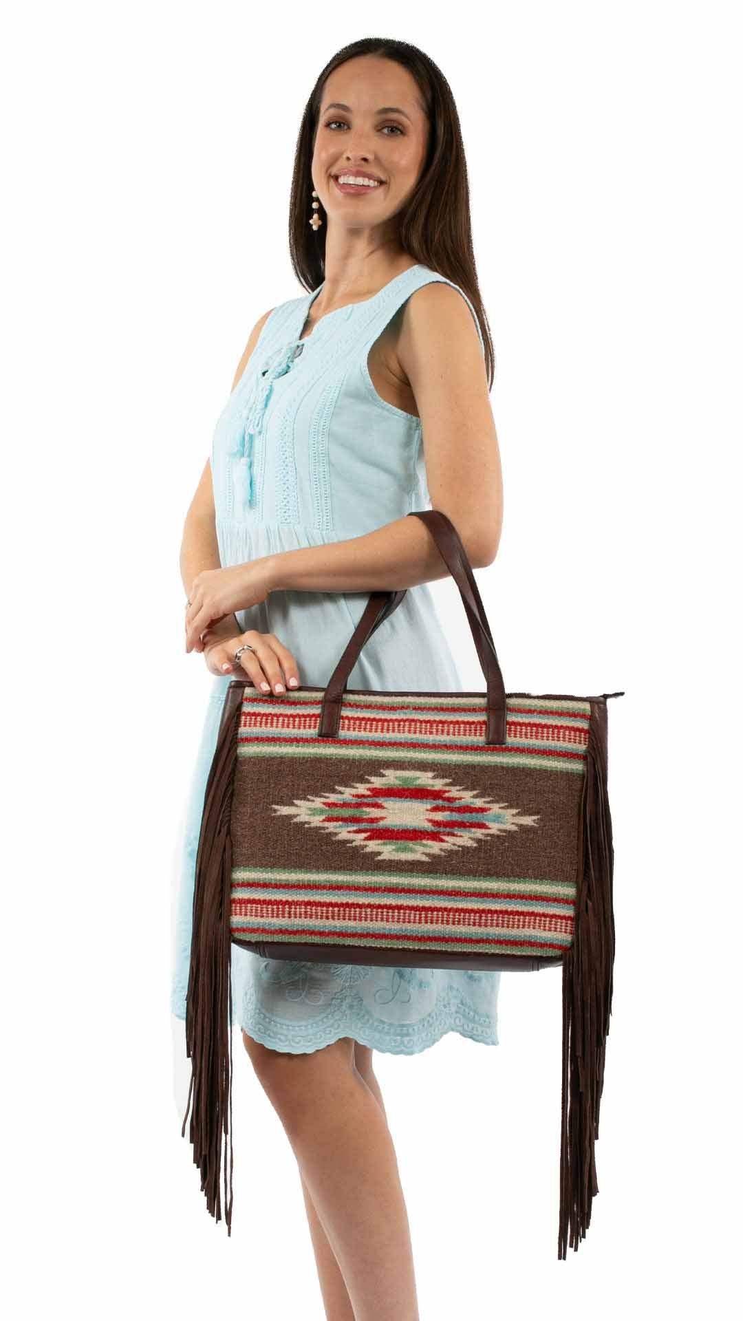 Scully Leather 50% Leather 50% Cotton Brown Messenger Fringe - Scully Leather - Flyclothing LLC
