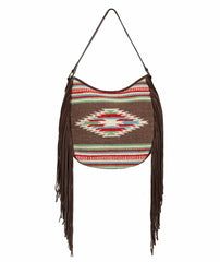 Scully Leather Ladies fringe woven handbag