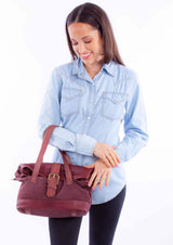 Scully Leather 50% Leather Burgundy Ladies Handbag - Scully Leather - Flyclothing LLC