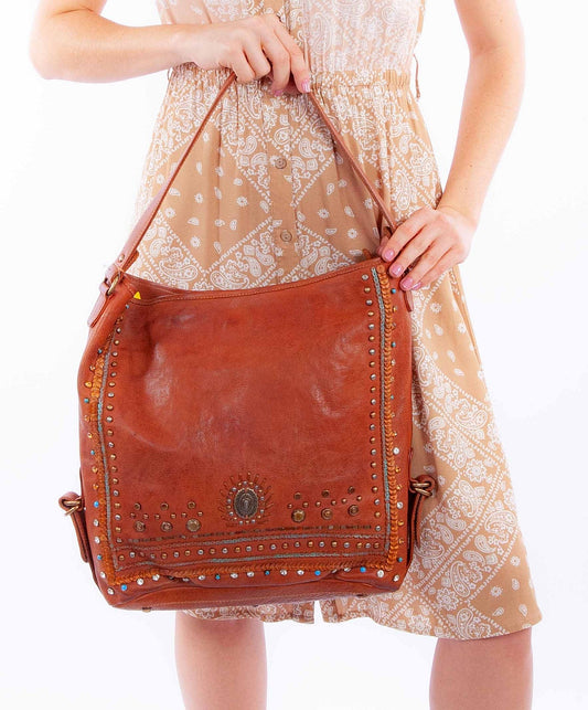 Scully Leather Cognac Embezzeled Ladies Handbag