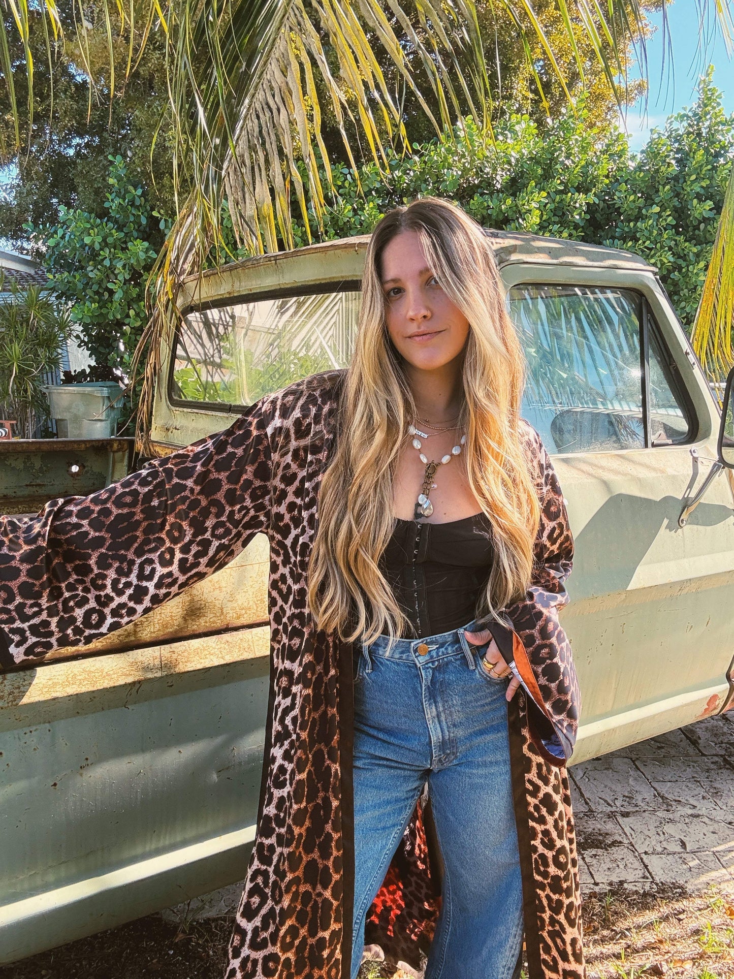 Rebel Yell Horse & Leopard Print Reversible Duster - Lil Bee's Bohemian - Flyclothing LLC
