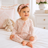 Floral Baby Girl Romper – Soft Cotton Zipper Pink One-Piece - Tesa Babe - Flyclothing LLC