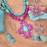 Barcelona Pink Agate Cross Golden Pendant Necklace - Barse Jewelry - Flyclothing LLC
