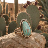 Roped Blue Turquoise Golden Ring - Barse Jewelry - Flyclothing LLC