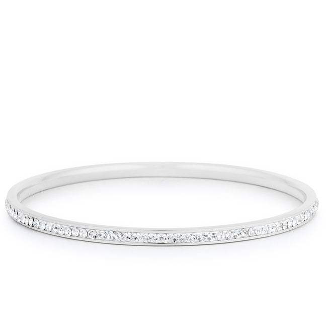 Simple Rhodium Plated Finish Crystal Bangle - JGI - Flyclothing LLC
