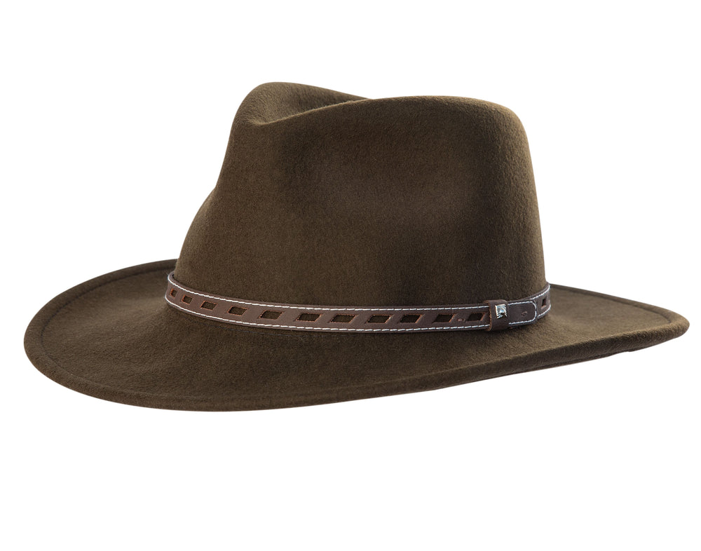 Black Creek Olive Crushable Wool Hat with Fashion Band - Black Creek
