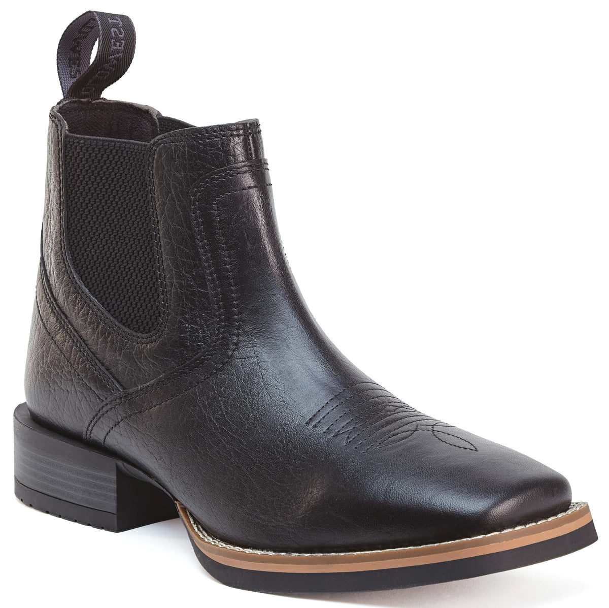 Old West Men's Chelsea Boots Black Bull Hide Print BCM2001 - Old West - Flyclothing LLC
